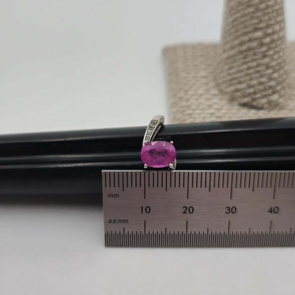 Size 8 Sterling Silver Pink Sapphire And Clear Topaz Ring A1870 - Picture 8 of 9